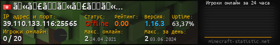 Юзербар 560x90 с графиком игроков онлайн для сервера 39.110.133.116:25565