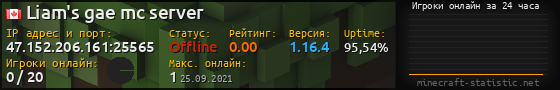 Юзербар 560x90 с графиком игроков онлайн для сервера 47.152.206.161:25565