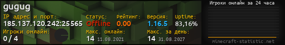 Юзербар 560x90 с графиком игроков онлайн для сервера 185.137.120.242:25565