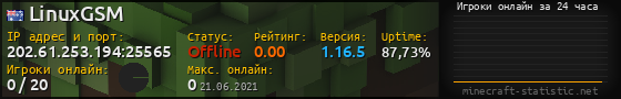 Юзербар 560x90 с графиком игроков онлайн для сервера 202.61.253.194:25565