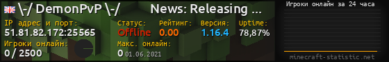 Юзербар 560x90 с графиком игроков онлайн для сервера 51.81.82.172:25565