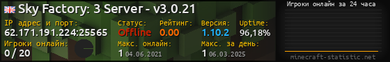 Юзербар 560x90 с графиком игроков онлайн для сервера 62.171.191.224:25565