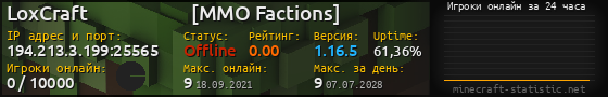 Юзербар 560x90 с графиком игроков онлайн для сервера 194.213.3.199:25565