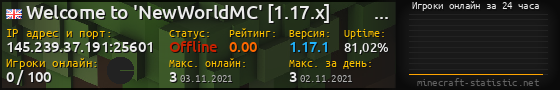 Юзербар 560x90 с графиком игроков онлайн для сервера 145.239.37.191:25601