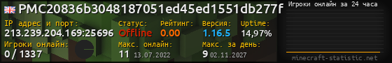 Юзербар 560x90 с графиком игроков онлайн для сервера 213.239.204.169:25696