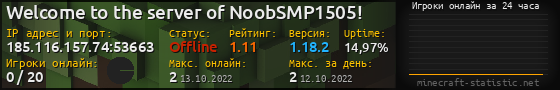 Юзербар 560x90 с графиком игроков онлайн для сервера 185.116.157.74:53663