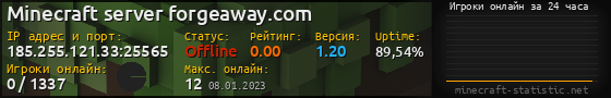 Юзербар 560x90 с графиком игроков онлайн для сервера 185.255.121.33:25565