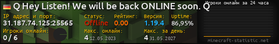 Юзербар 560x90 с графиком игроков онлайн для сервера 31.187.74.125:25565