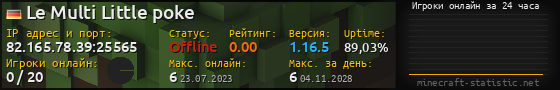 Юзербар 560x90 с графиком игроков онлайн для сервера 82.165.78.39:25565