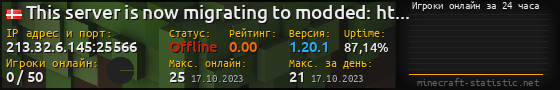 Юзербар 560x90 с графиком игроков онлайн для сервера 213.32.6.145:25566