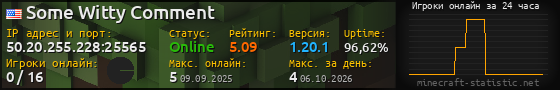 Юзербар 560x90 с графиком игроков онлайн для сервера 50.20.255.228:25565