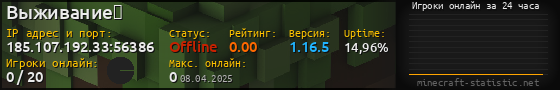 Юзербар 560x90 с графиком игроков онлайн для сервера 185.107.192.33:56386
