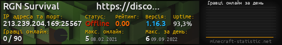 Юзербар 560x90 с графіком гравців онлайн для сервера 213.239.204.169:25567
