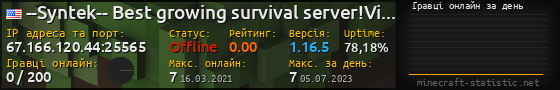 Юзербар 560x90 с графіком гравців онлайн для сервера 67.166.120.44:25565