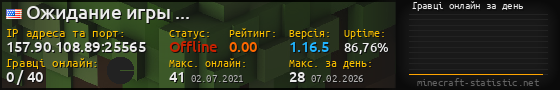 Юзербар 560x90 с графіком гравців онлайн для сервера 157.90.108.89:25565