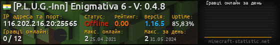 Юзербар 560x90 с графіком гравців онлайн для сервера 116.202.216.20:25565