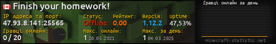 Юзербар 560x90 с графіком гравців онлайн для сервера 47.93.8.141:25565