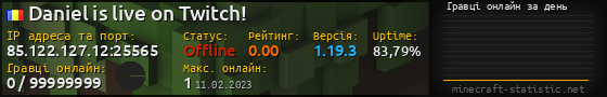 Юзербар 560x90 с графіком гравців онлайн для сервера 85.122.127.12:25565