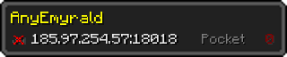 Userbar 320x64 in minecraft style for 185.97.254.57:18018