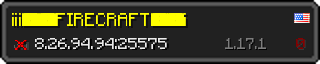 Userbar 320x64 in Minecraft-Stil für den Server 8.26.94.94:25575