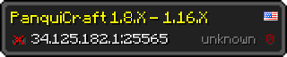 Userbar 320x64 in Minecraft-Stil für den Server 34.125.182.1:25565