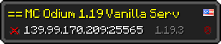 Userbar 320x64 in Minecraft-Stil für den Server 139.99.170.209:25565