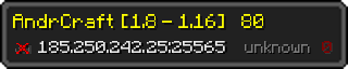 Userbar 320x64 in minecraft style for 185.250.242.25:25565