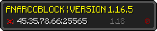 Userbar 320x64 in Minecraft-Stil für den Server 45.35.78.66:25565