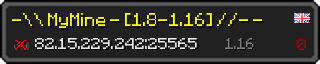 Userbar 320x64 in minecraft style for 82.15.229.242:25565