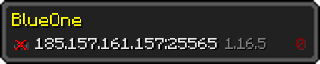 Userbar 320x64 in Minecraft-Stil für den Server 185.157.161.157:25565