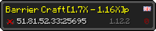 Userbar 320x64 in Minecraft-Stil für den Server 51.81.52.33:25695