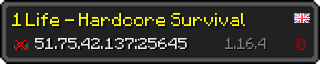 Userbar 320x64 in minecraft style for 51.75.42.137:25645