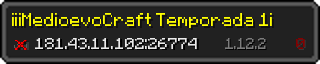 Userbar 320x64 in Minecraft-Stil für den Server 181.43.11.102:26774