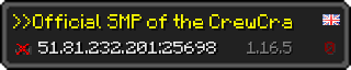 Userbar 320x64 in Minecraft-Stil für den Server 51.81.232.201:25698