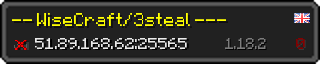 Userbar 320x64 in Minecraft-Stil für den Server 51.89.168.62:25565