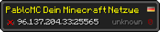 Userbar 320x64 in Minecraft-Stil für den Server 96.137.204.33:25565