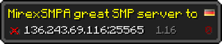 Userbar 320x64 in Minecraft-Stil für den Server 136.243.69.116:25565