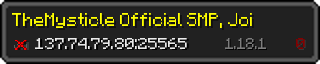 Userbar 320x64 in minecraft style for 137.74.79.80:25565