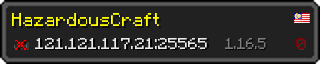 Userbar 320x64 in minecraft style for 121.121.117.21:25565