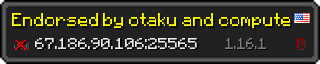 Userbar 320x64 in minecraft style for 67.186.90.106:25565