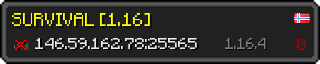 Userbar 320x64 in minecraft style for 146.59.162.78:25565