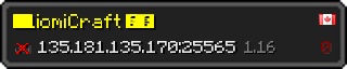 Userbar 320x64 in Minecraft-Stil für den Server 135.181.135.170:25565