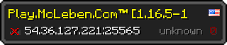 Userbar 320x64 in Minecraft-Stil für den Server 54.36.127.221:25565