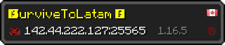 Userbar 320x64 in minecraft style for 142.44.222.127:25565