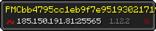 Userbar 320x64 in Minecraft-Stil für den Server 185.150.191.81:25565