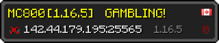 Userbar 320x64 in Minecraft-Stil für den Server 142.44.179.195:25565