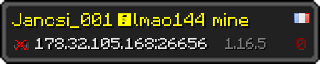 Userbar 320x64 in minecraft style for 178.32.105.168:26656