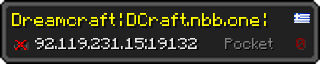 Userbar 320x64 in Minecraft-Stil für den Server 92.119.231.15:19132