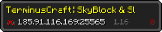 Userbar 320x64 in Minecraft-Stil für den Server 185.91.116.169:25565