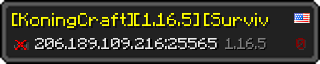 Userbar 320x64 in minecraft style for 206.189.109.216:25565